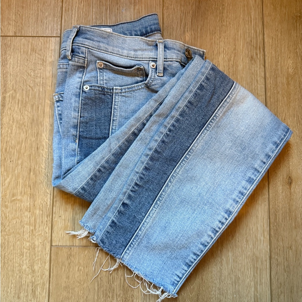 GAP Men's Blue Denim Patchwork Bootcut Jeans